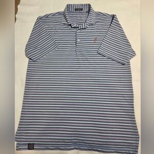 Turtleson Men's Striped Polo Shirt With Red, Blue And Yellow Stripes. Sz L